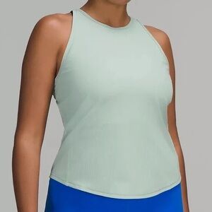 Lululemon Base Pace Ribbed High Neck Racerback Tank in Silver Blue